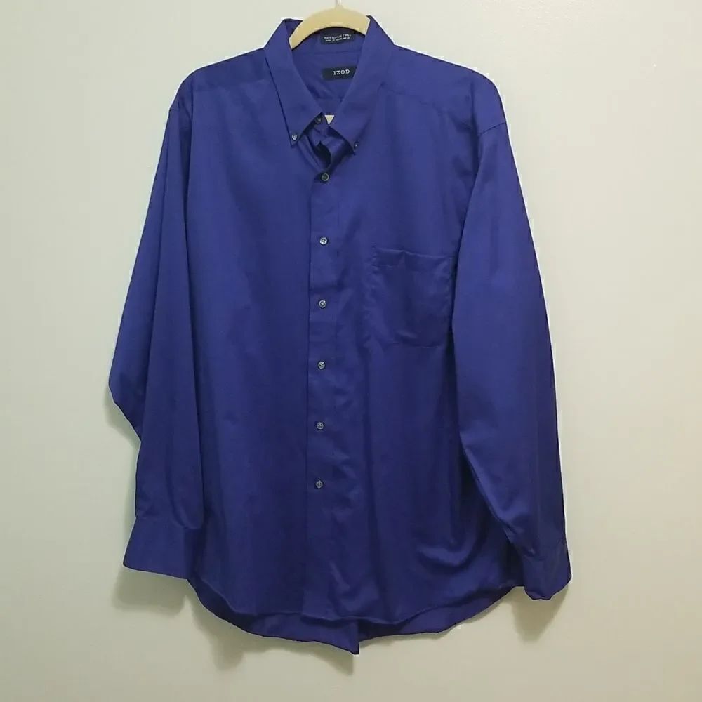 IZOD, royal blue button down, 100% cotton.  Size XL(17).